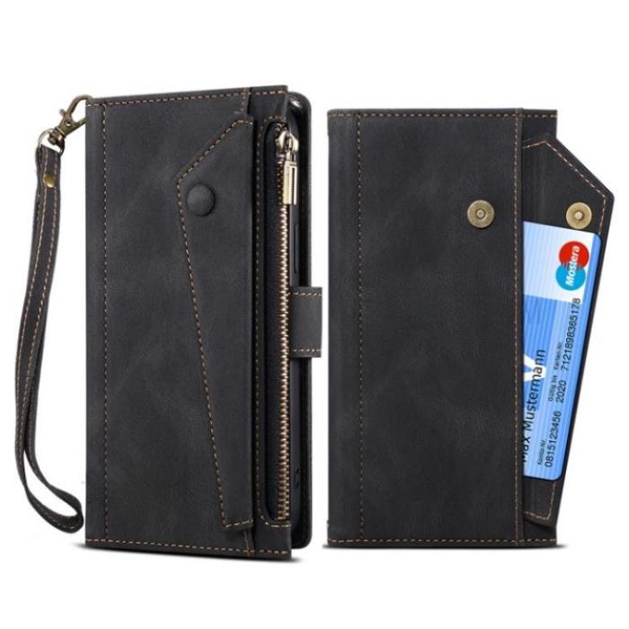 ESEBLE - ESEBLE Google Pixel 6a Plånboksfodral Zippered Kickstand - Svart