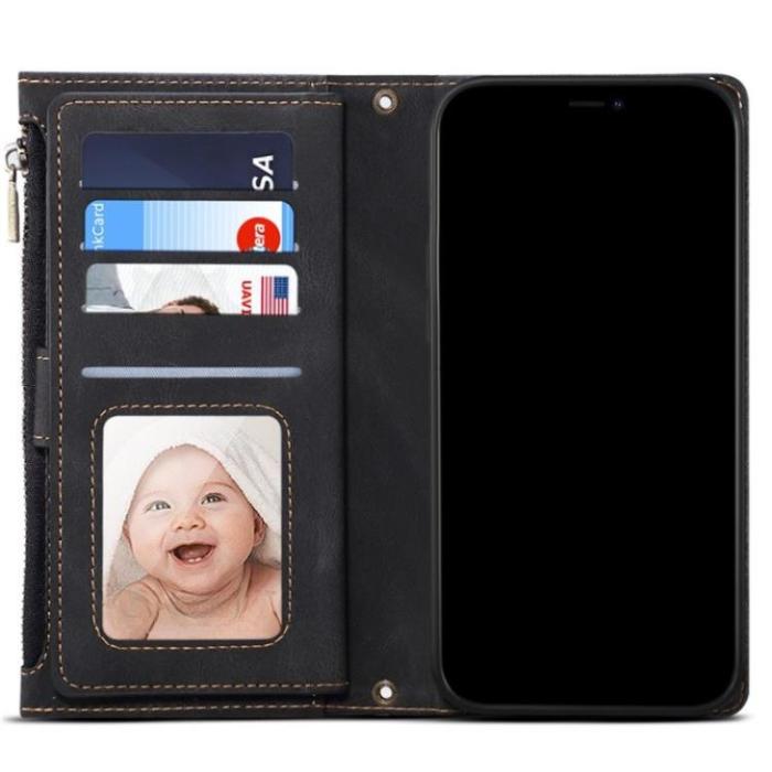 ESEBLE - ESEBLE Google Pixel 6a Plånboksfodral Zippered Kickstand - Svart
