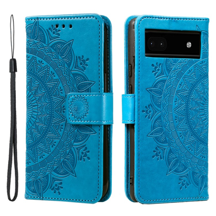 A-One Brand - Google Pixel 7A Plånboksfodral Imprinted Mandala Flower - Blå