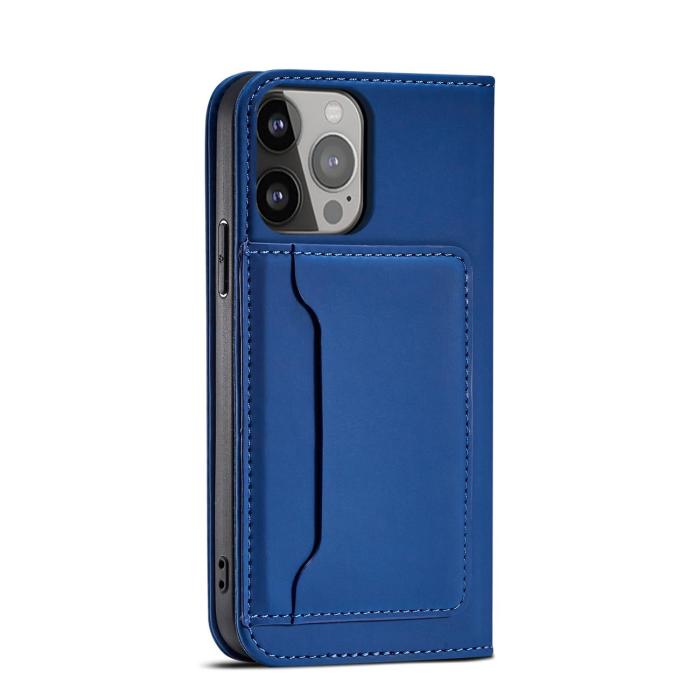 OEM - iPhone 13 Plånboksfodral Magnet Stand - Blå