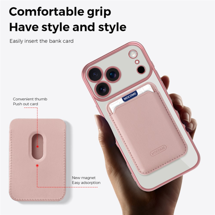 A-One Brand - iPhone 17 Pro Max Mobilskal MagSafe Korthållare TPU + PC - Rosa