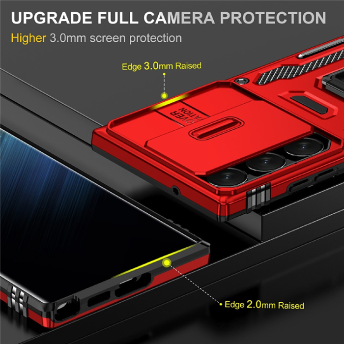 A-One Brand - Galaxy S25 Ultra Mobilskal Kickstand Slide - Röd