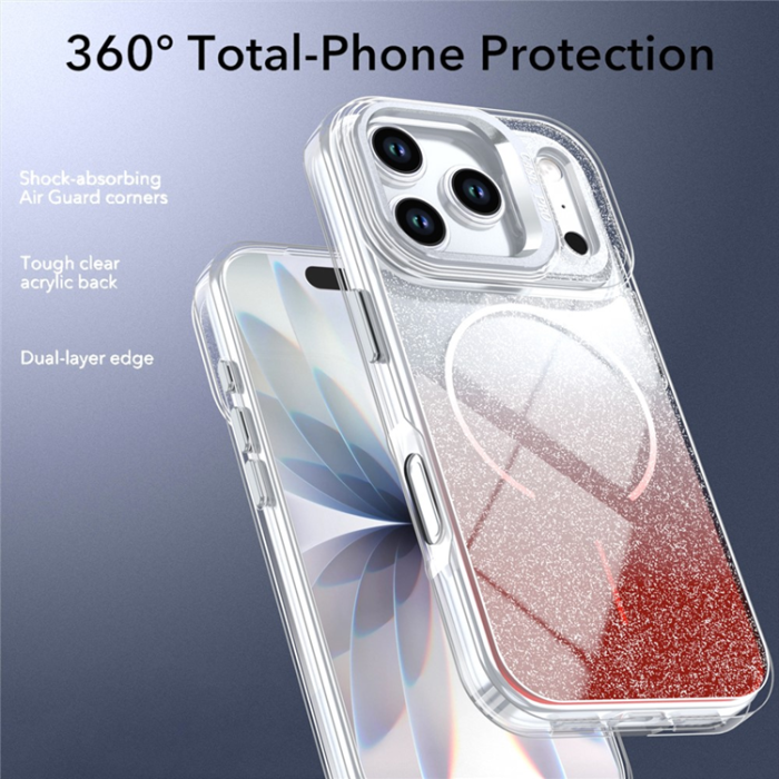 A-One Brand - iPhone 17 Pro Max Mobilskal MagSafe Shockproof Glitter Gradient - Orange