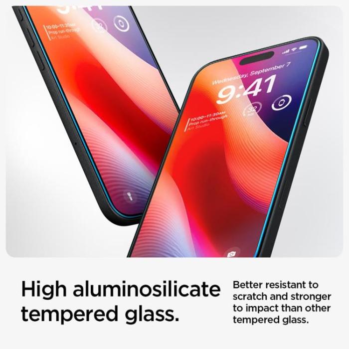 Spigen - Spigen iPhone 15/16 Härdat Glas Skärmskydd 'EZ' Fit - Clear