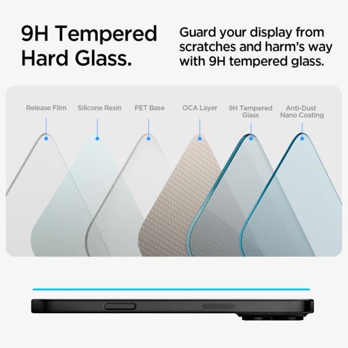 Spigen - Spigen iPhone 15/16 Härdat Glas Skärmskydd 'EZ' Fit - Clear
