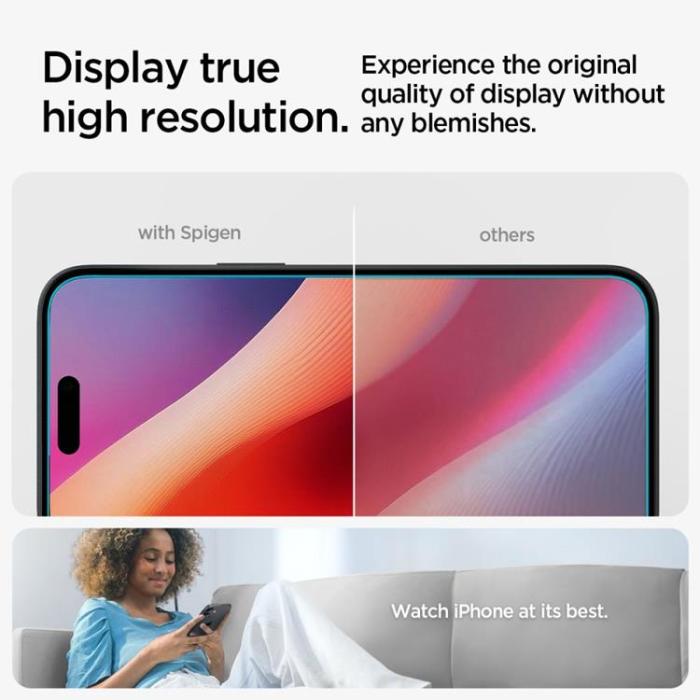 Spigen - Spigen iPhone 15/16 Härdat Glas Skärmskydd 'EZ' Fit - Clear