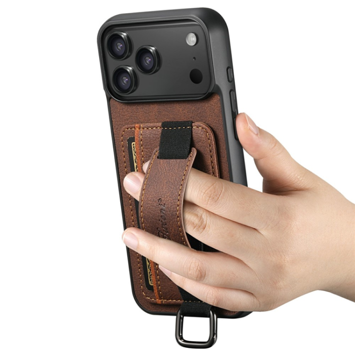SUTENI - SUTENI iPhone 17 Pro Max Mobilskal Korthållare Litchi Läder