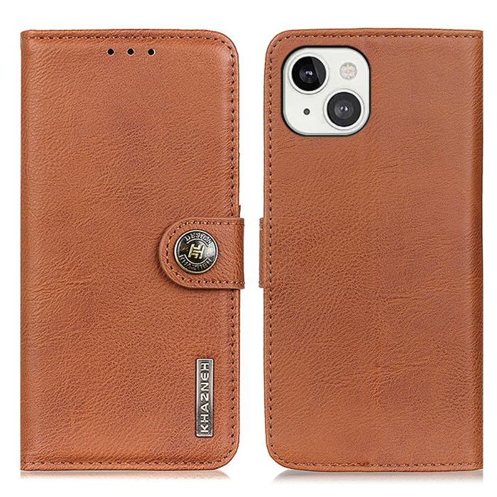 KHAZNEH - KHAZNEH Plånboksfodral iPhone 13 - Brun