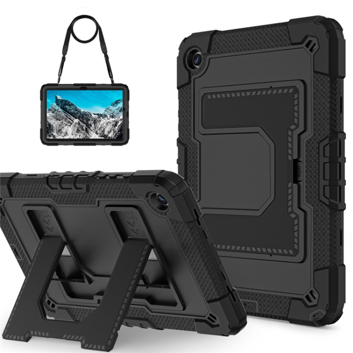 A-One Brand - Galaxy Tab A9 Plus Skal Kickstand Med Rem Anti Drop - Svart