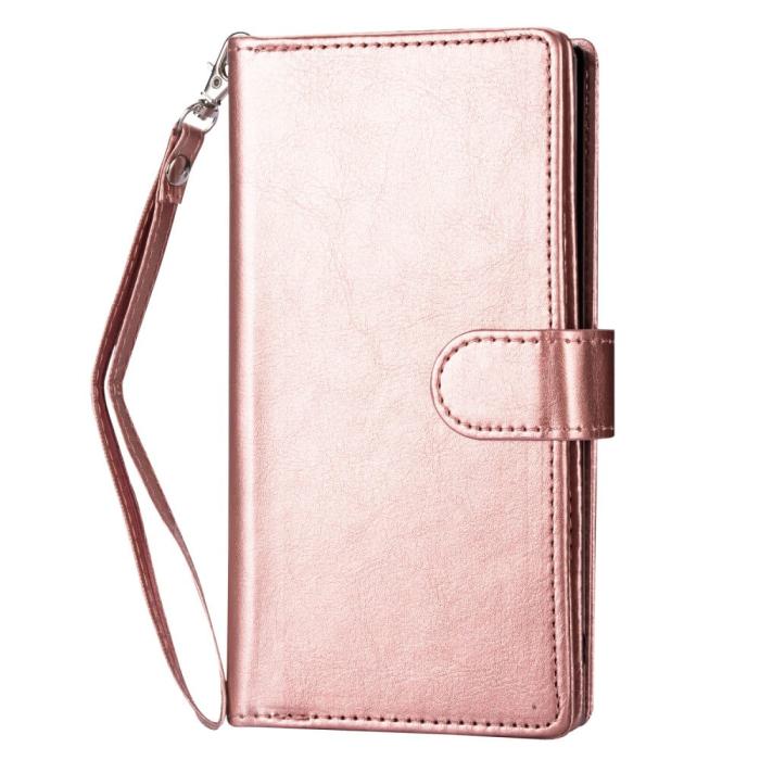 A-One Brand - 2-i-1 iPhone 13 mini Plånboksfodral 9 Kortplatser - Roséguld