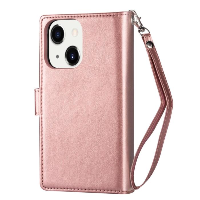 A-One Brand - 2-i-1 iPhone 13 mini Plånboksfodral 9 Kortplatser - Roséguld