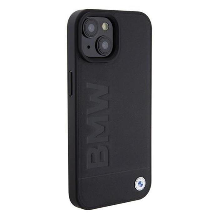 BMW - BMW iPhone 15 Skal Magsafe Läder Hot Stamp - Svart