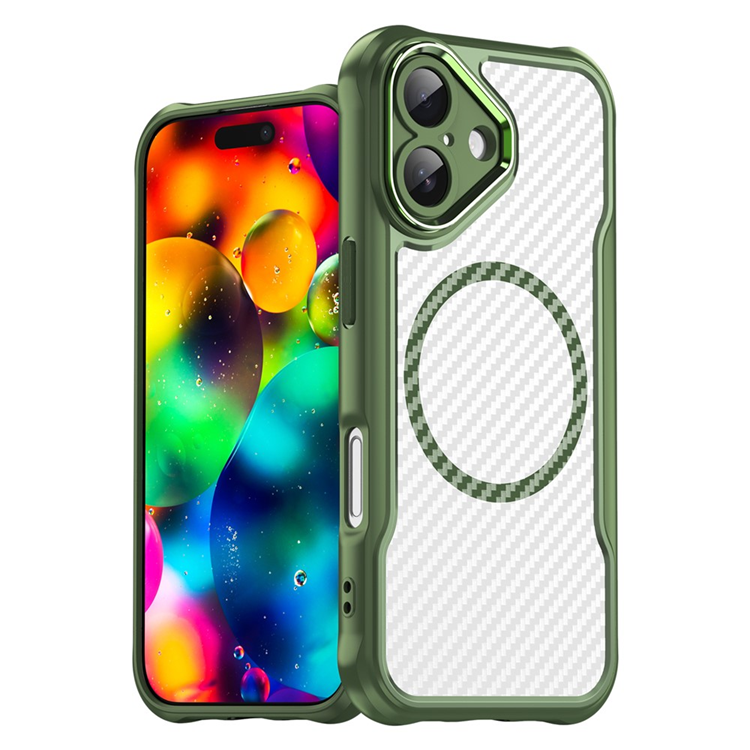 iPhone 17 Mobilskal MagSafe Carbon Fiber - Grön | 2353 | AlltMobil