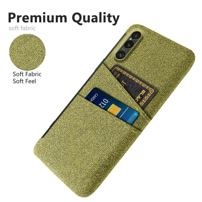A-One Brand - Sony Xperia 1 VII Mobilskal med Dual Kortfack Tyg + PC - Gul