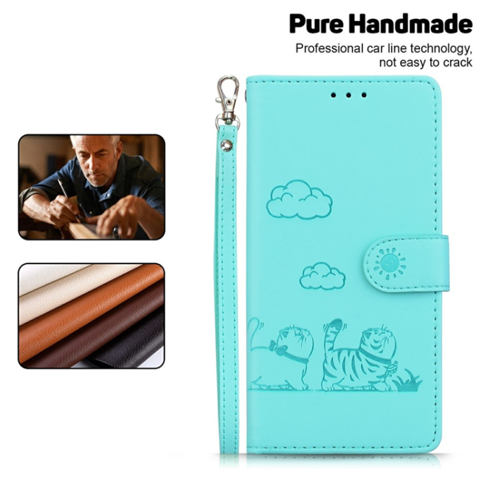 A-One Brand - Sony Xperia 1 VII Plånboksfodral RFID Kitten Pattern - Grön