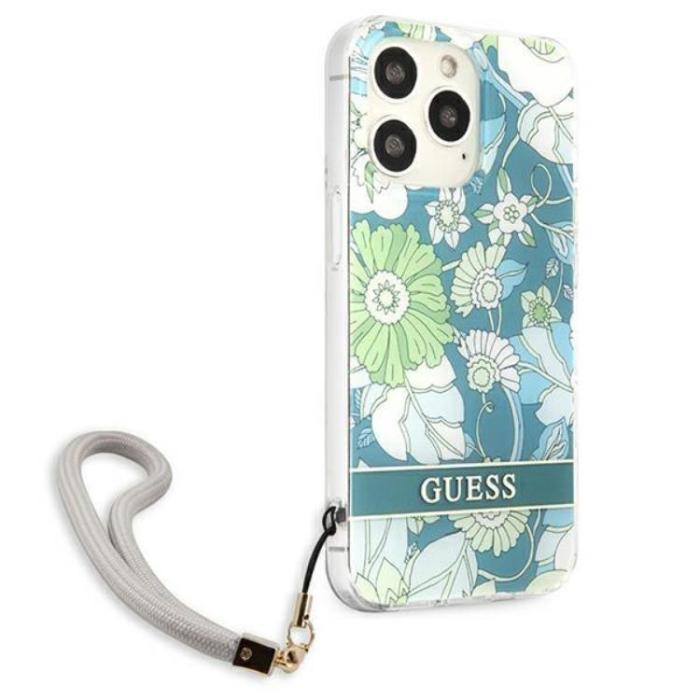 Guess - Guess iPhone 13 Pro Skal Flower Strap - Grön