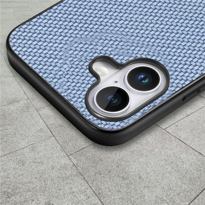 A-One Brand - iPhone 17 Mobilskal Carbon Fiber PU Läder - Blå