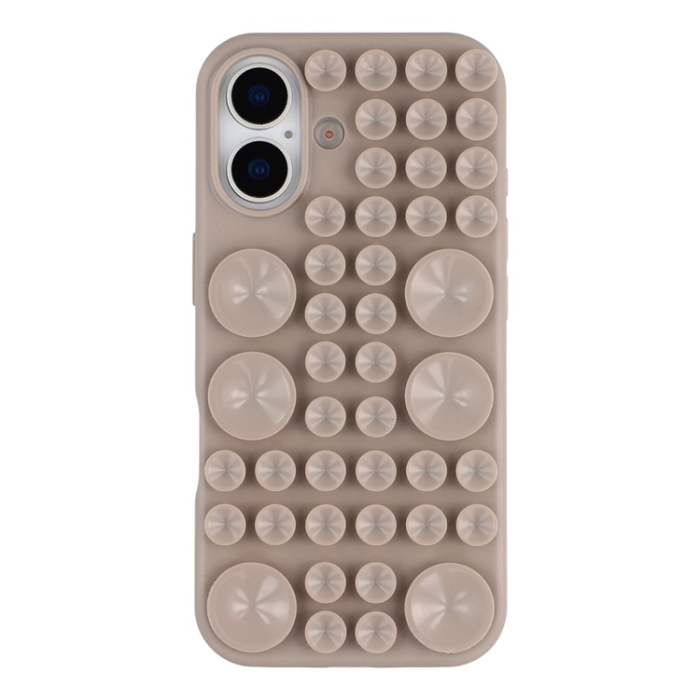 A-One Brand - iPhone 16 Mobilskal Sugkopp Silikon med Tygfoder - Grå