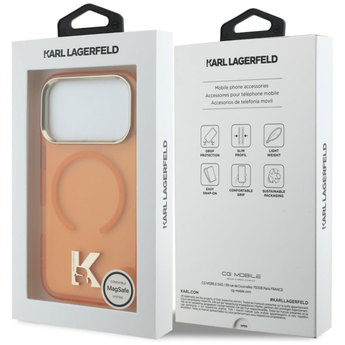 KARL LAGERFELD - Karl Lagerfeld iPhone 17 Pro Max Mobilskal Magsafe IML K Head Logo - Orange