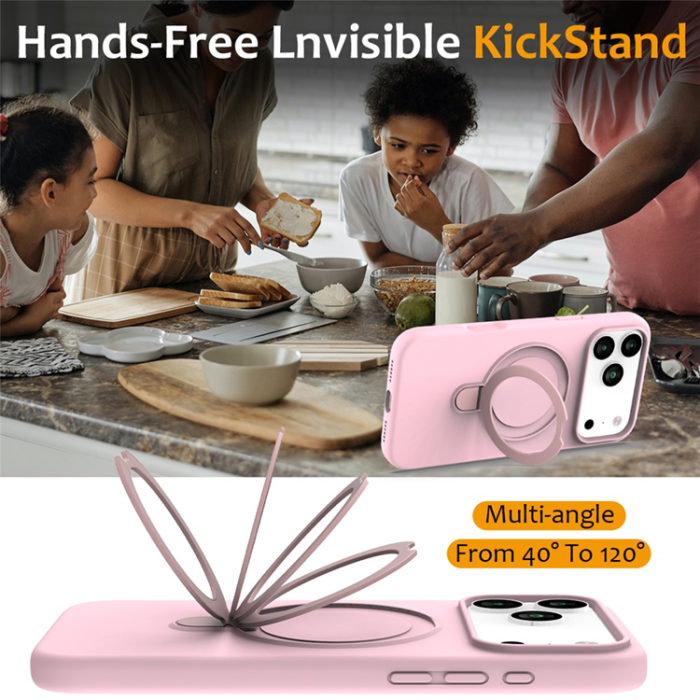 A-One Brand - iPhone 17 Pro Mobiskal MagSafe Kickstand PC + Silikon - Grårosa