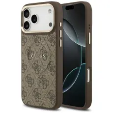 Guess - Guess iPhone 17 Pro Max Mobilskal MagSafe 4G PU Classic Logo - Brun