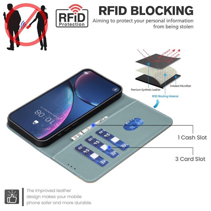 BINFEN COLOR - BINFEN Samsung Galaxy A57 Plånboksfodral Konstläder RFID Skydd - Grön