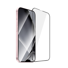 OEM - iPhone 15 Plus Härdat Glas Skärmskydd Metall Ram - Svart
