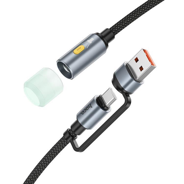 Hoco LED-ljus Till USB-A/USB-C Kabel Adapter UA38C - Svart | 3541 | AlltMobil