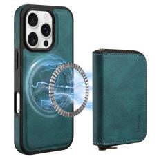 DENIOR - DENIOR iPhone 16 Pro Fodral KonstL&auml;der Med Dragkedja - Bl&aring;
