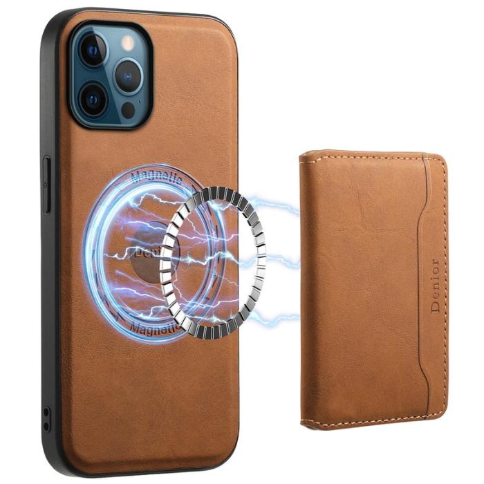 DENIOR - DENIOR D13 iPhone 12 Pro Max Fodral Retro Textur PU+TPU+PC Brun