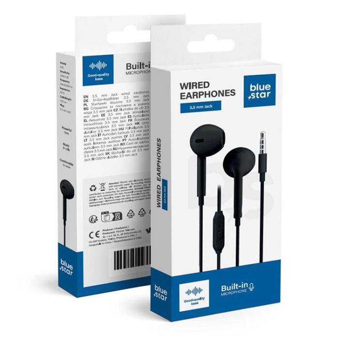 Blue Star - Blue Star Trådbunden Hörlurar Jack 3.5 mm Mikrofon 1.2m PA-E65