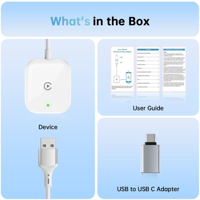 A-One Brand - CarPlay Trådbunden Trådlös Adapter Dongle - Vit