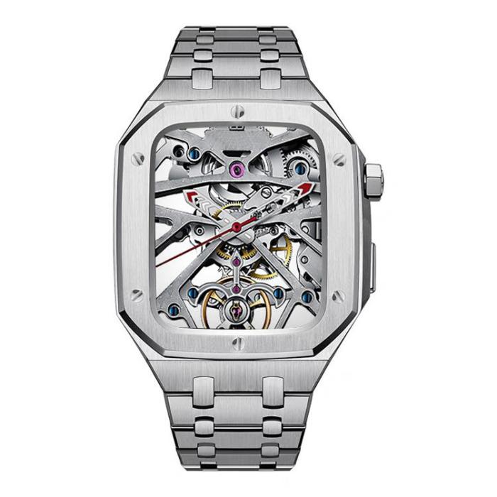 A-One Brand - Apple Watch 4/5/6/7/8/SE (44/45mm) Luxury Band Armor Stainless Steel - Silver