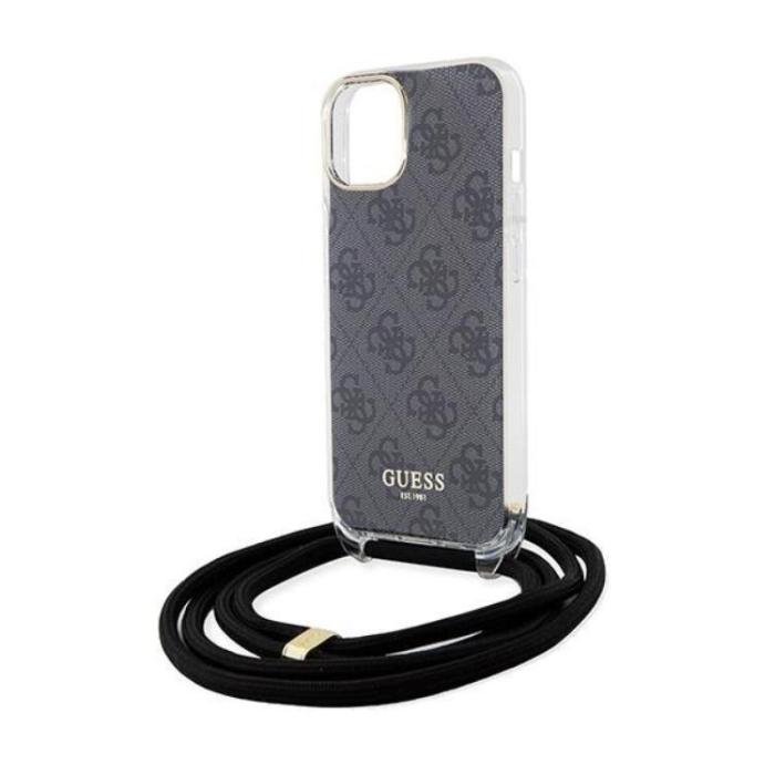 Guess - Guess iPhone 15/14/13 Mobilskal Crossbody Cord Print - Svart