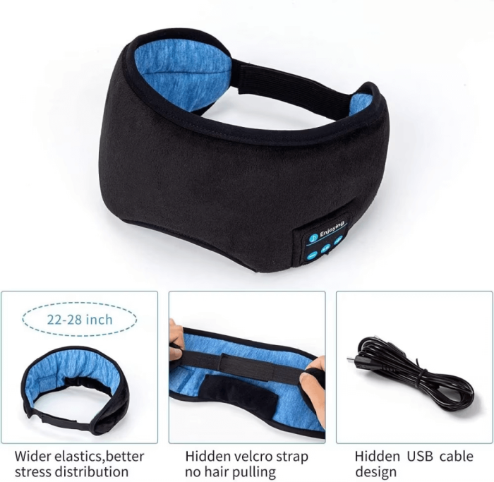 A-One Brand - Bluetooth Sovhörlurar - Sovmask - Svart