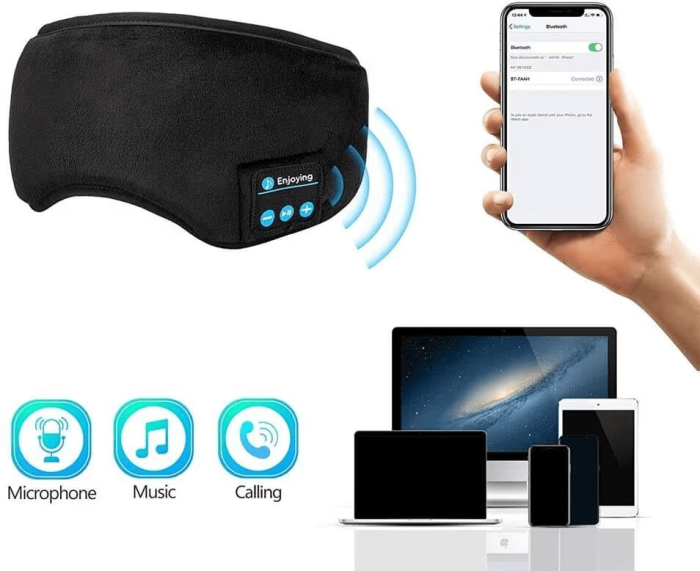 A-One Brand - Bluetooth Sovhörlurar - Sovmask - Svart