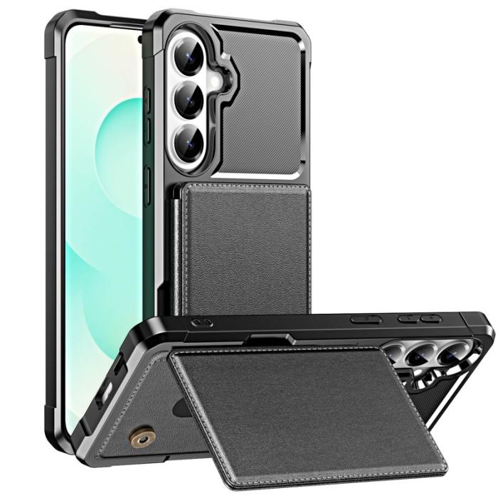 OEM - Mobilfodral för Samsung Galaxy S26 Plus Kickstand Kortfack - Svart