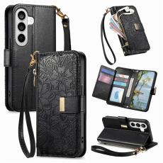 OEM - Mobilfodral f&ouml;r Samsung Galaxy S26 Plus Blomm&ouml;nster Flera kortfack Konstl&auml;der