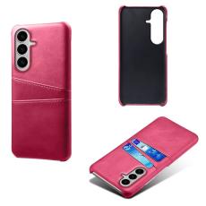 OEM - Mobilfodral f&ouml;r Samsung Galaxy S26 Plus Dubbel kortfack Konstl&auml;der + PC - Rosa