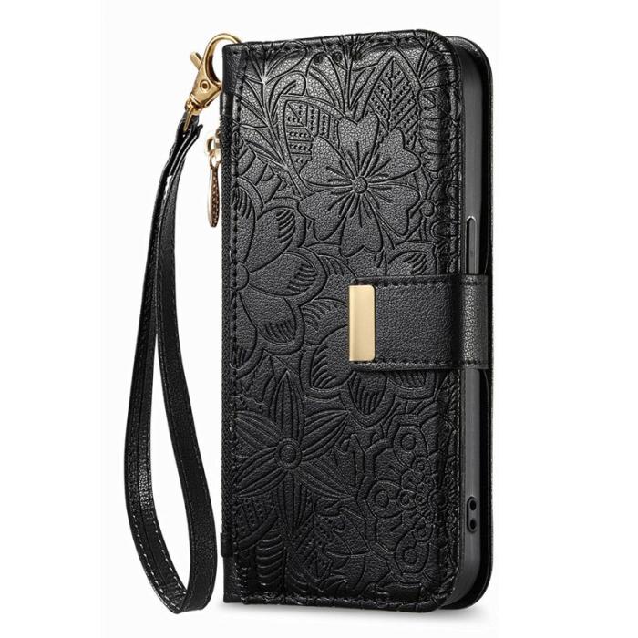 OEM - Mobilfodral för Samsung Galaxy S26 Plus Blommönster Flera kortfack Konstläder