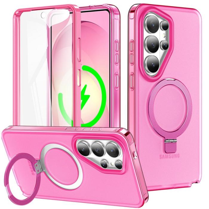 OEM - Mobilskal för Samsung Galaxy S26 Ultra Magnetiskt Kickstand TPU + PC - Rosa