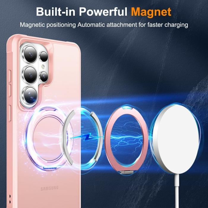 OEM - Mobilskal för Samsung Galaxy S26 Ultra Magnetiskt Kickstand TPU + PC - Rosa