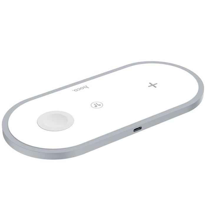Hoco - Hoco 3in1 Trådlös Snabbladdare Apple Watch, iPhone, Airpods - Vit