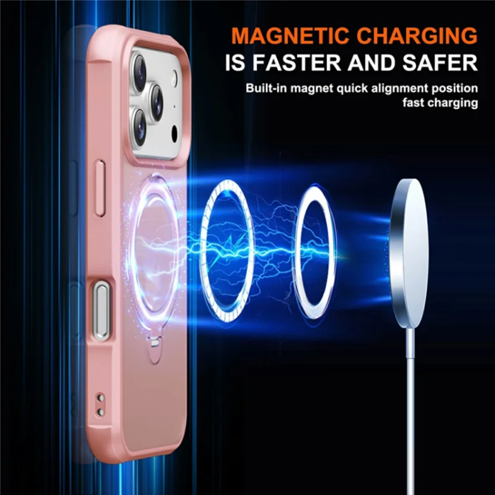 A-One Brand - iPhone 17 Pro Max Mobilskal MagSafe Kickstand TPU + PC - Rosa