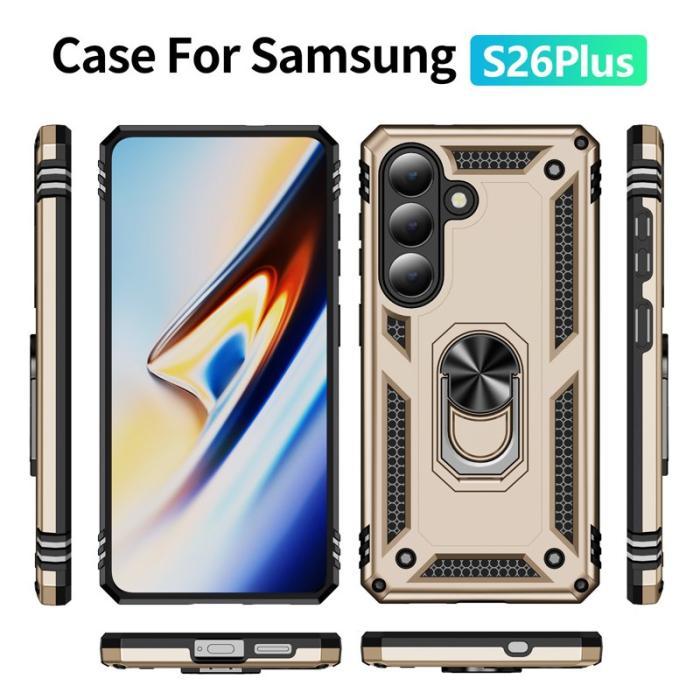 OEM - Mobilskal för Samsung Galaxy S26 Plus PC + TPU med Kickstand - Guld