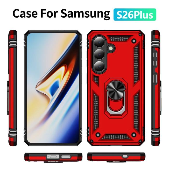 OEM - Mobilskal för Samsung Galaxy S26 Plus PC + TPU med Kickstand - Röd