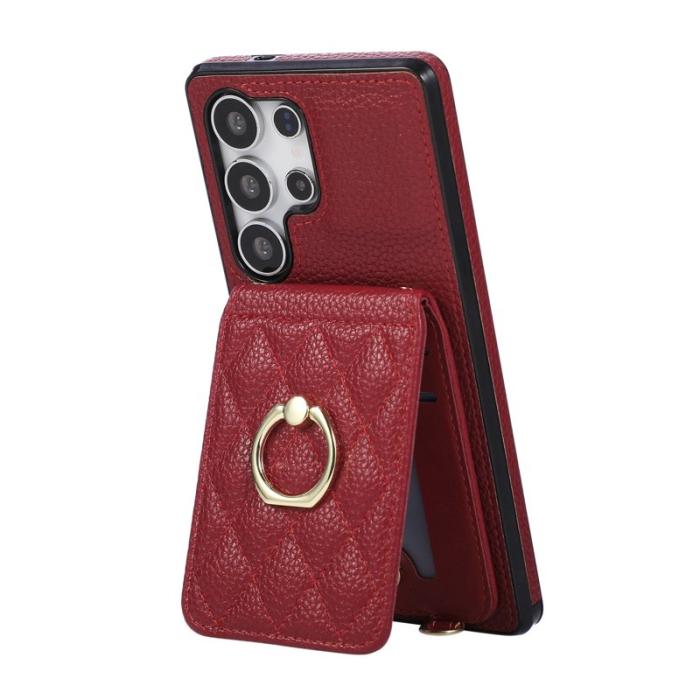 OEM - Mobilskal för Samsung Galaxy S26 Ultra Kickstand Konstläder + TPU - Röd