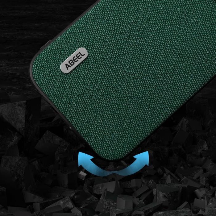 ABEEL - ABEEL Mobilskal till iPhone 14 Cross Texture Äkta Läder och TPU - Grön