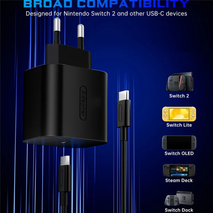 A-One Brand - 60W Snabbladdare För Nintendo Switch 2/Lite/OLED Spelkonsol Typ-C