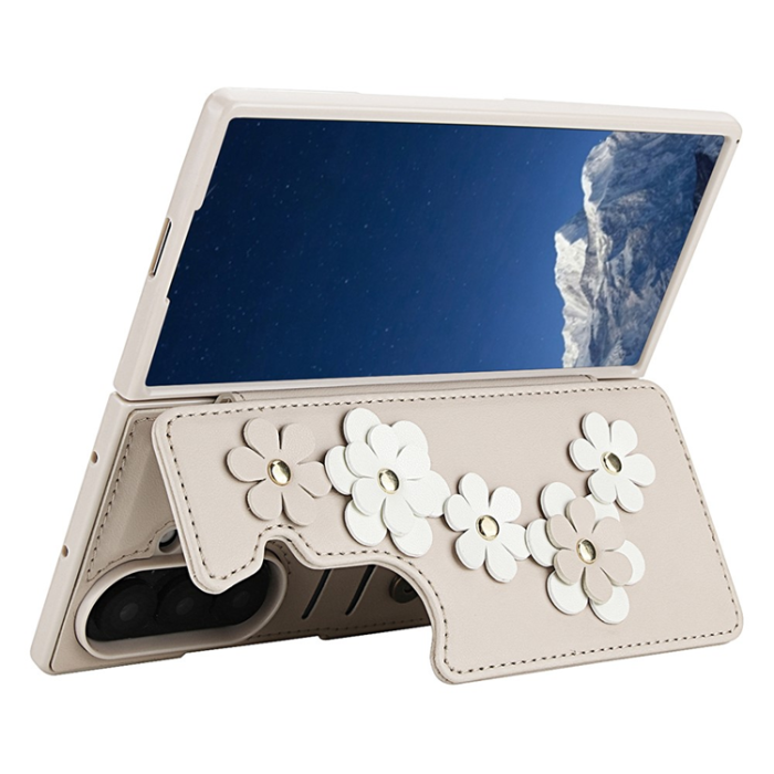 A-One Brand - Galaxy Z Fold7 Plånboksfodral Med 2 Remmar - Beige